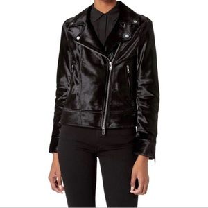 BALDWIN black furry leather jacket